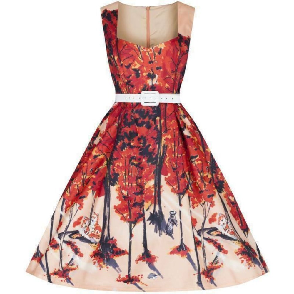 Lindy Bop Nellie Pink Fox Swing Dress US 14